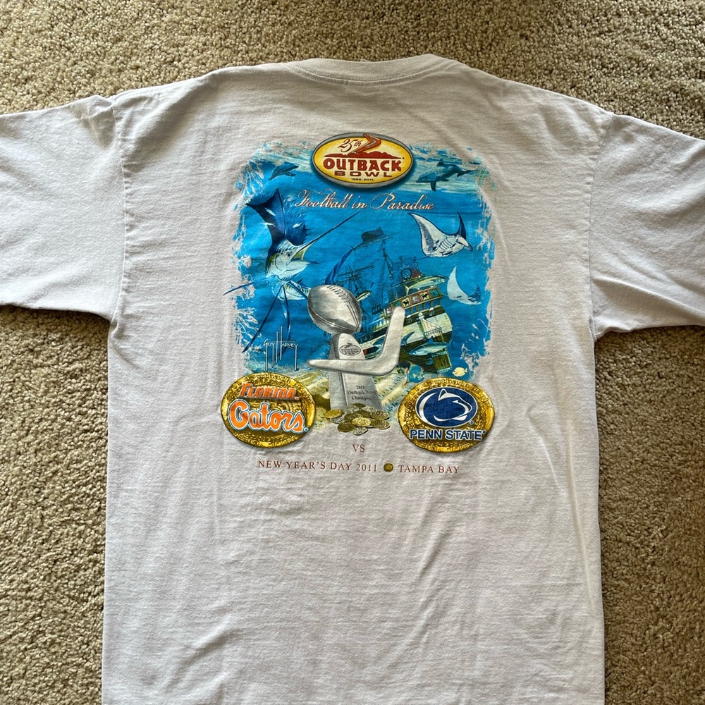 2011 Outback Bowl Shirt Florida vs Penn State with Guy Harvey Back Graphic